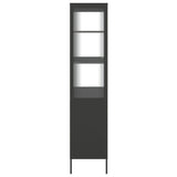 Highboard Black 90x40x180 cm Glass and Steel - Close-Up Angle