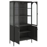 Highboard Black 90x40x180 cm Glass and Steel - Low Angle