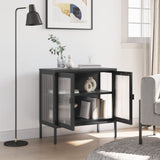 Sideboard Black 70x35x70 cm Glass and Steel - Side View