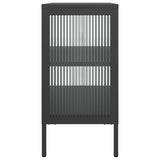 Sideboard Black 70x35x70 cm Glass and Steel - Rear View
