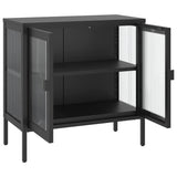 Sideboard Black 70x35x70 cm Glass and Steel - Close-Up Angle