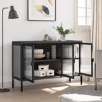 Sideboard Black 105x35x70 cm Glass and Steel