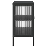 Sideboard Black 105x35x70 cm Glass and Steel - Rear View
