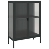 Sideboard Black 75x35x105 cm Glass and Steel - Front View