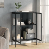Sideboard Black 75x35x105 cm Glass and Steel - Side View