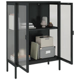 Sideboard Black 75x35x105 cm Glass and Steel - 45-Degree Angle
