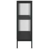 Sideboard Black 75x35x105 cm Glass and Steel - Close-Up Angle