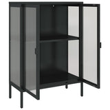Sideboard Black 75x35x105 cm Glass and Steel - Low Angle