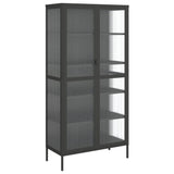 Highboard Black 85x40x180 cm Glass and Steel - Front View