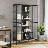 Highboard Black 85x40x180 cm Glass and Steel