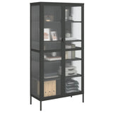Highboard Black 85x40x180 cm Glass and Steel - Top-Down View