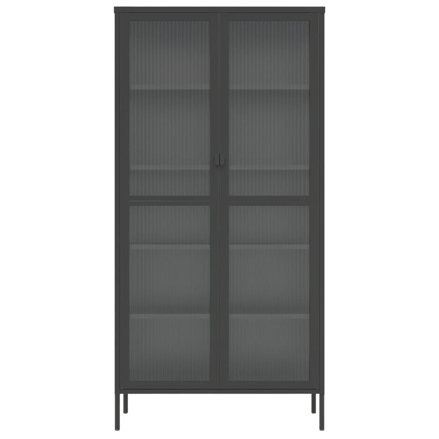 Highboard Black 85x40x180 cm Glass and Steel
