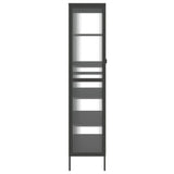Highboard Black 85x40x180 cm Glass and Steel - Close-Up Angle