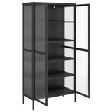 Highboard Black 85x40x180 cm Glass and Steel - Low Angle