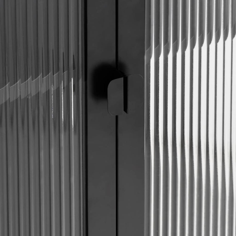 Highboard Black 85x40x180 cm Glass and Steel