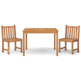 3 Piece Garden Dining Set Solid Wood Teak - Front View