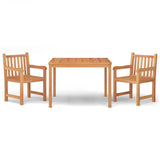 3 Piece Garden Dining Set Solid Wood Teak - Front View