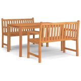 3 Piece Garden Dining Set Solid Wood Teak - Front View