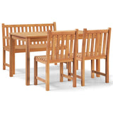 4 Piece Garden Dining Set Solid Wood Teak - Front View