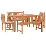 5 Piece Garden Dining Set Solid Wood Teak - Side View