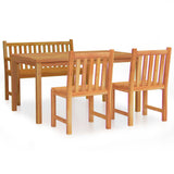4 Piece Garden Dining Set Solid Wood Teak - Front View