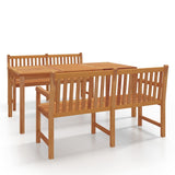 3 Piece Garden Dining Set Solid Wood Teak - Front View