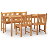 4 Piece Garden Dining Set Solid Wood Teak - Front View
