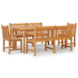 5 Piece Garden Dining Set Solid Wood Teak - Front View