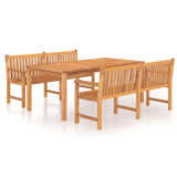 3 Piece Garden Dining Set Solid Wood Teak - Front View