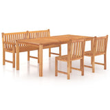 4 Piece Garden Dining Set Solid Wood Teak