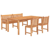 4 Piece Garden Dining Set Solid Wood Teak - Side View