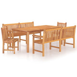 5 Piece Garden Dining Set Solid Wood Teak - Front View