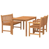 4 Piece Garden Dining Set Solid Wood Teak - Side View