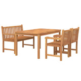 4 Piece Garden Dining Set Solid Wood Teak - Side View