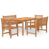 5 Piece Garden Dining Set Solid Wood Teak - Front View