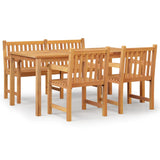 4 Piece Garden Dining Set Solid Wood Teak - Front View
