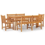 5 Piece Garden Dining Set Solid Wood Teak - Front View