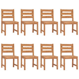 Garden Chairs 8 pcs Solid Wood Teak - Front View