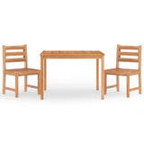 3 Piece Garden Dining Set Solid Wood Teak - Front View