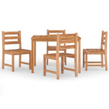 5 Piece Garden Dining Set Solid Wood Teak - Front View