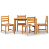 5 Piece Garden Dining Set Solid Wood Teak - Front View