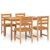 5 Piece Garden Dining Set Solid Wood Teak - Front View
