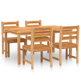 5 Piece Garden Dining Set Solid Wood Teak - Front View