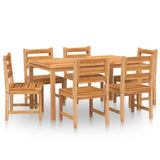 7 Piece Garden Dining Set Solid Wood Teak - Front View