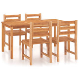 5 Piece Garden Dining Set Solid Wood Teak - Front View