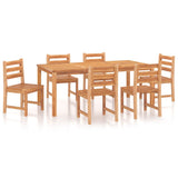 7 Piece Garden Dining Set Solid Wood Teak - Front View