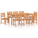 9 Piece Garden Dining Set Solid Wood Teak - Front View