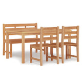 4 Piece Garden Dining Set Solid Wood Teak - Front View