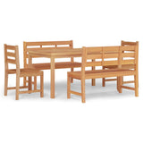 5 Piece Garden Dining Set Solid Wood Teak - Front View