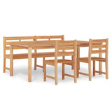 4 Piece Garden Dining Set Solid Wood Teak - Front View